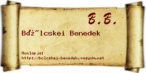 Bölcskei Benedek névjegykártya